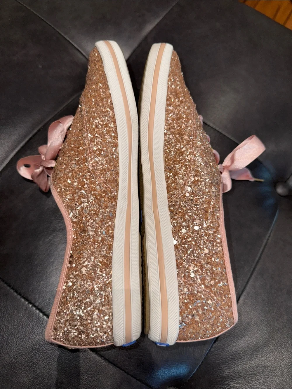 ♠️ Kate Spade Keds Tennis Shoes Rose Gold Glitter Women’s Size 9M